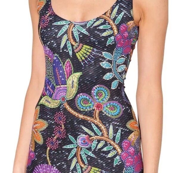 BlackMilk Not Actually Sequins black floral dress S mini bodycon  New - Picture 7 of 11